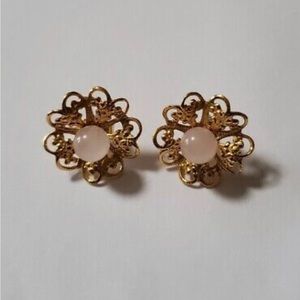 Vintage '95 Rose Quartz Pierced Earrings in Original Avon Box